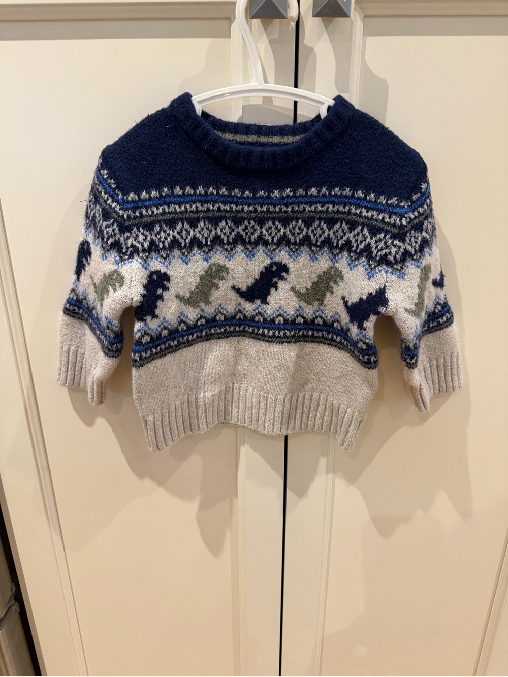 Cat & Jack 12m dinosaur Gray Fair Isle Knit Sweater